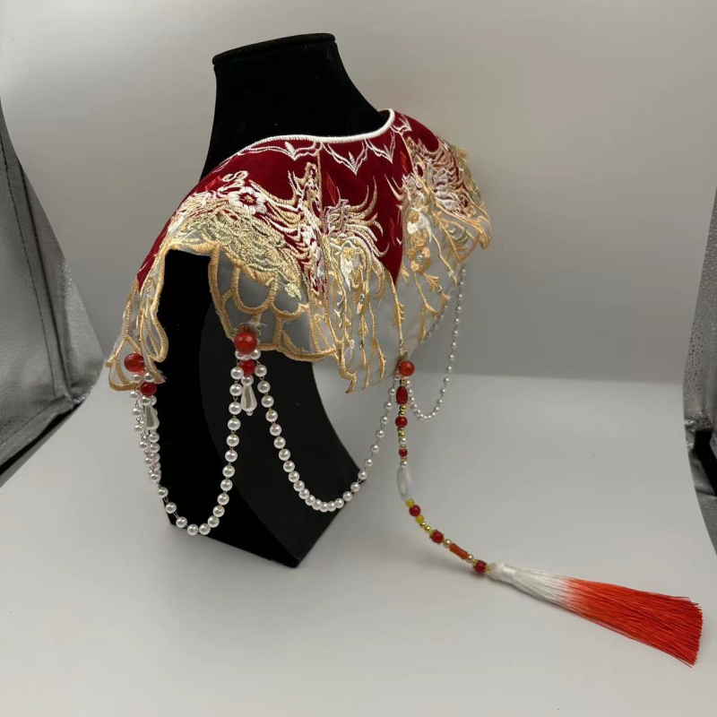 Hanfu ramenski ukras s resicama, čipkana izvezenost i privjesak s lancem od perlica, cvjetni uzorak, novi kineski stil