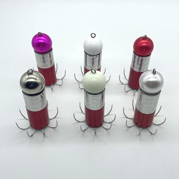 Кука с оловна глава, светеща неръждаема стомана, без шип, мека кука за октопод, калмар и сепия