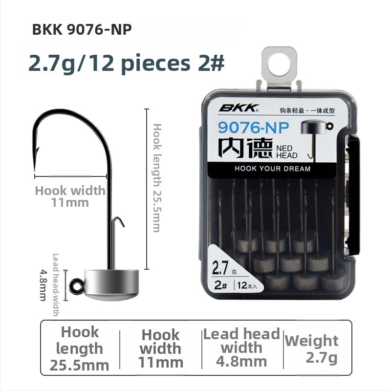 BKK Ned Hook 9076-NP Lead Head Hook (с бодило или без бодило) за примамки и бас риболов