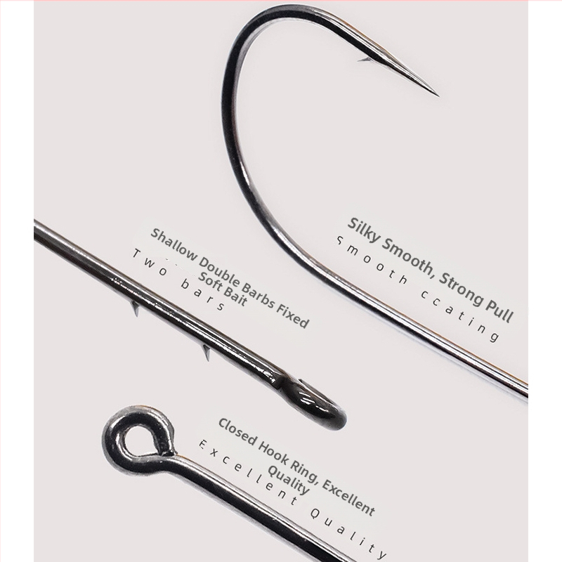 SEELUCKER Риболовна кука с права дръжка №1, безоловна, за океански скалист риболов; кутия 10 000 бр.