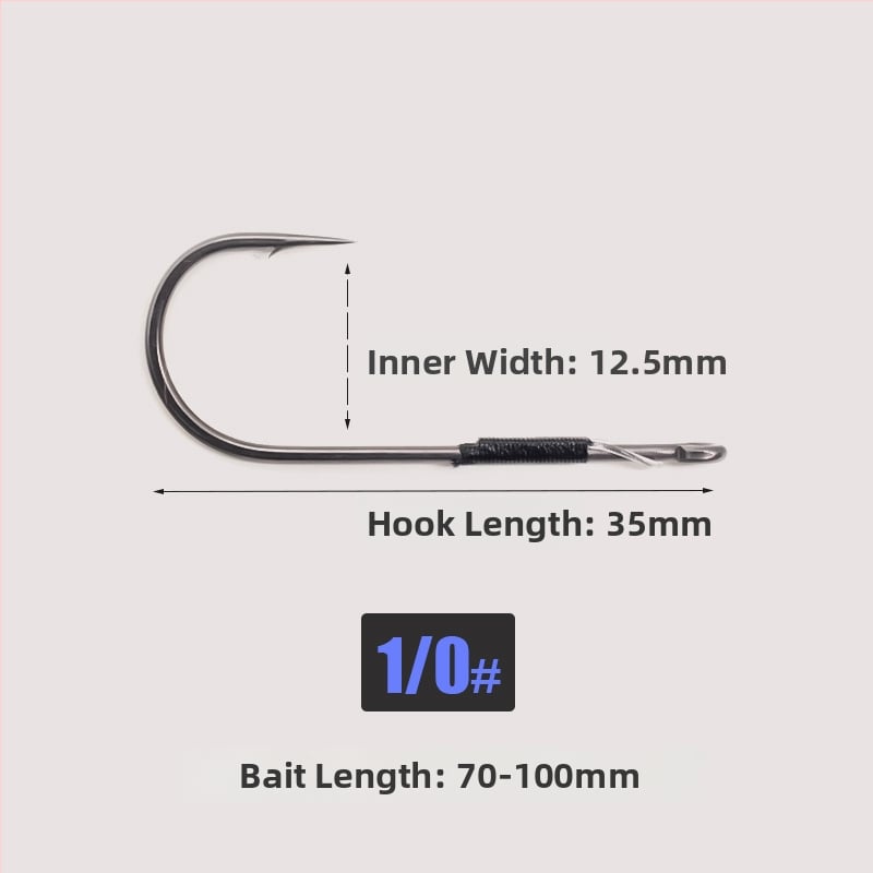 SEELUCKER Риболовна кука с права дръжка №1, безоловна, за океански скалист риболов; кутия 10 000 бр.