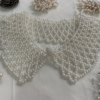 Ručni pleteni biserni lažni ovratnik – korejski retro stil, materijal: plastika, proljeće 2023, za odrasle