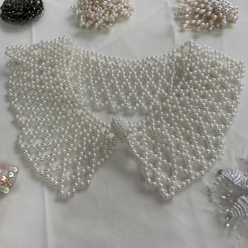 Ručni pleteni biserni lažni ovratnik – korejski retro stil, materijal: plastika, proljeće 2023, za odrasle