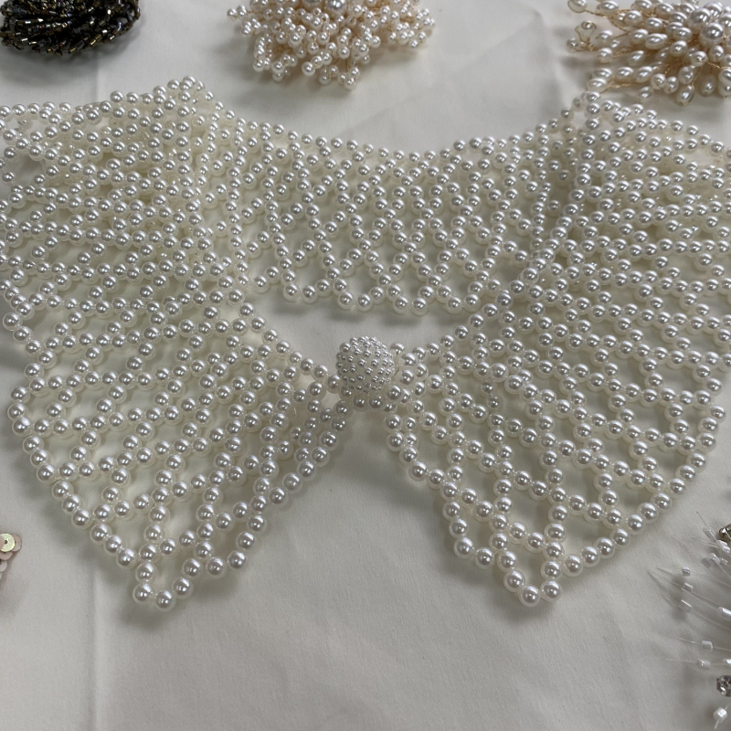Ručni pleteni biserni lažni ovratnik – korejski retro stil, materijal: plastika, proljeće 2023, za odrasle