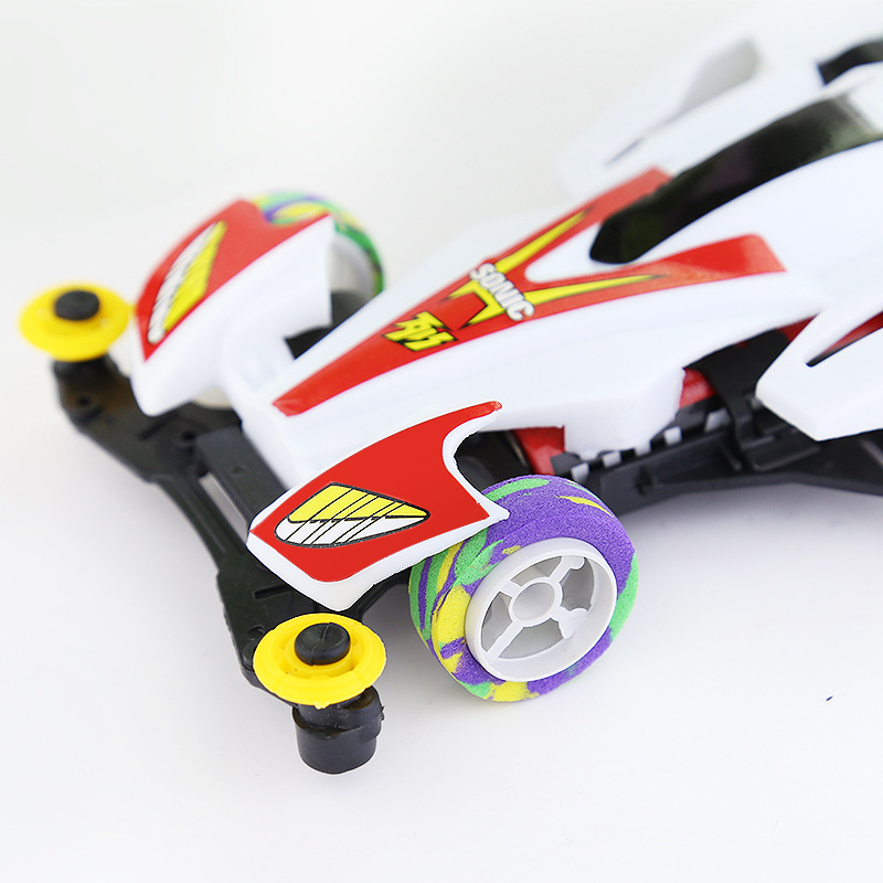 Mini 4WD elektromos gyerekautó – műanyag, 1:32 skála, DIY-kész, akkumulátoros, versenymodell