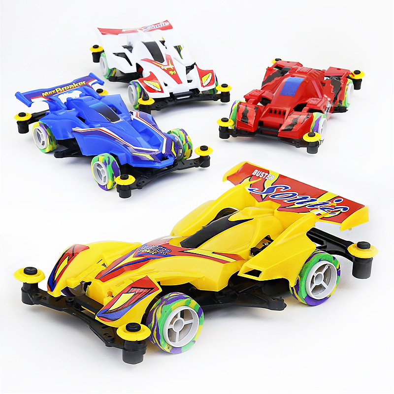 Mini 4WD elektromos gyerekautó – műanyag, 1:32 skála, DIY-kész, akkumulátoros, versenymodell