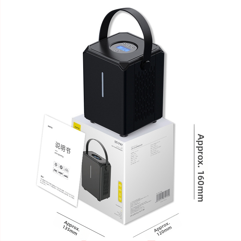 Automobilová pumpa na pneumatiky s digitálnym displejom, prenosná, 12V, 120W, jednocylindrová, 3 m kábel, 35 L/min, osvetlenie a tlakomer