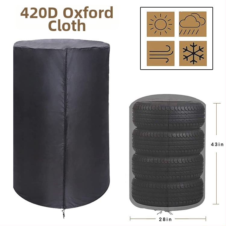 Σετ καλυμμάτων ελαστικών, 4 τεμάχια, ύφασμα 420D Oxford, στρογγυλά με φερμουάρ, Exquisite Sewing