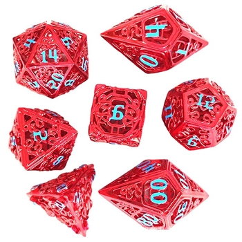 Sárgarézből készült üreges D6 dobókocka készlet — 7 darab, jobb szög stílus, húszoldalú dobókockák, DIY márka