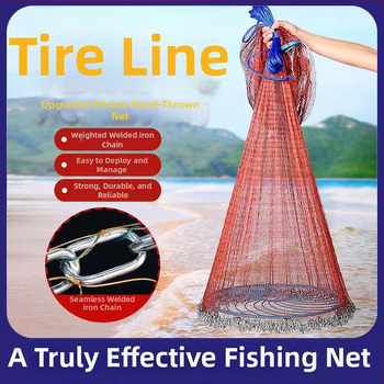 Ръчно хвърляна риболовна мрежа във фризби стил, верижна замятна мрежа, полиеилен-найлон