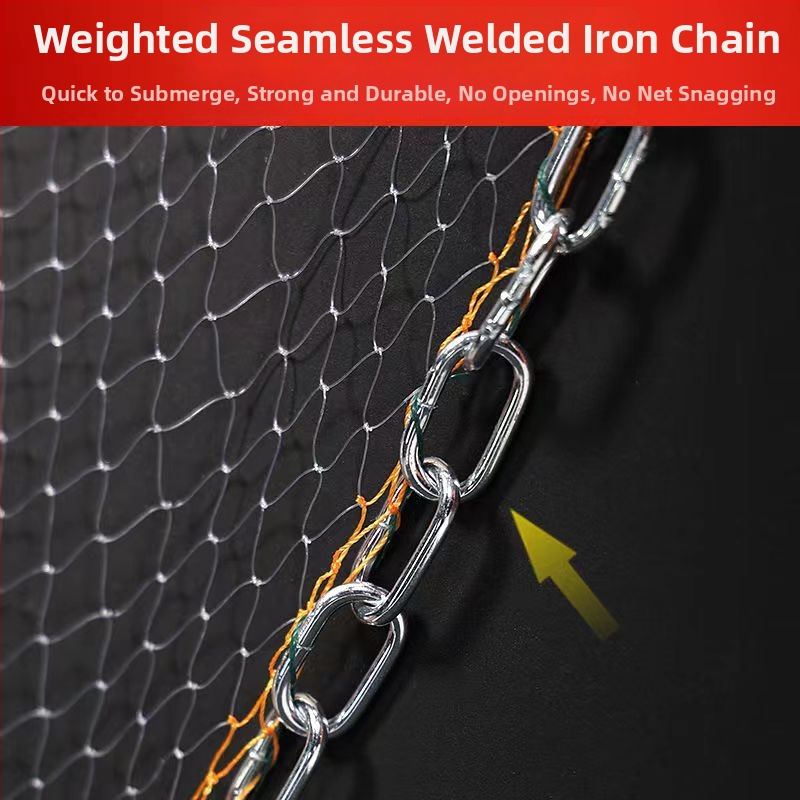 Ръчно хвърляна риболовна мрежа във фризби стил, верижна замятна мрежа, полиеилен-найлон