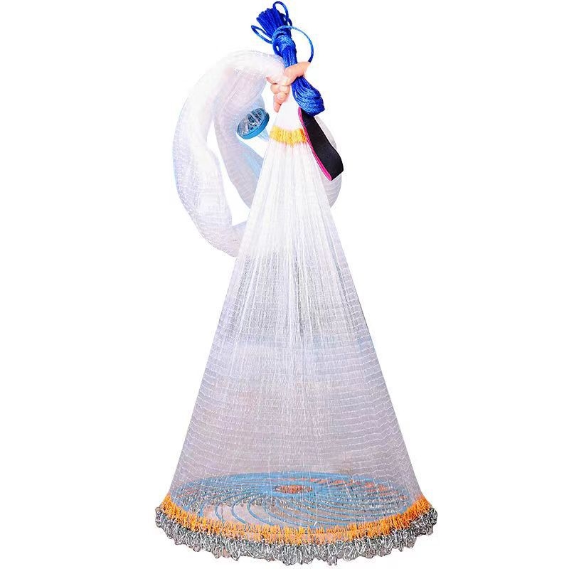 Ръчно хвърляна риболовна мрежа във фризби стил, верижна замятна мрежа, полиеилен-найлон