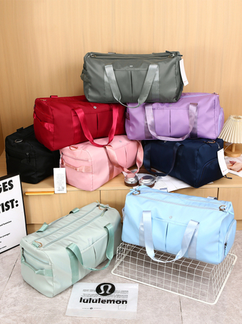 Lulu torba za fitness s odjeljkom za suho/vlažno, zaseban pretinac za tenisice, unisex, organizator za jogu i putovanja, 20-35L, Oxford tkanina, podstava poliester