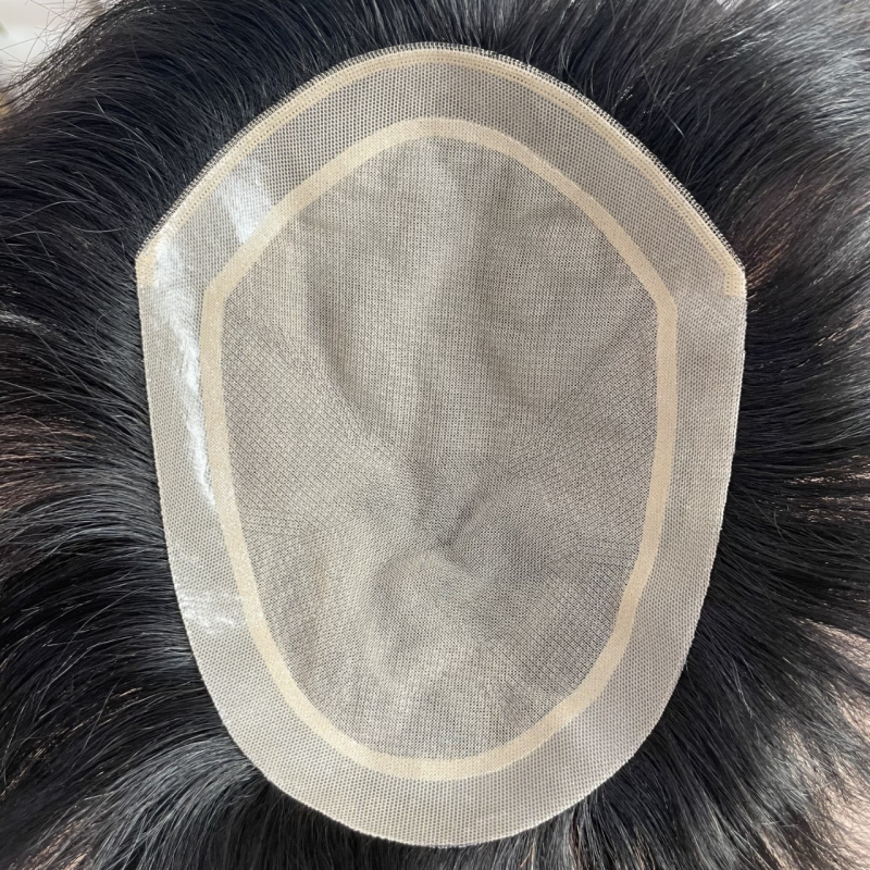 Muška perika od ljudskih vlasi, ručno tkana, ravna — Beikexi NSDZ01 (Straight, Hand-Woven, Human Hair, Perm/Dye Ready)