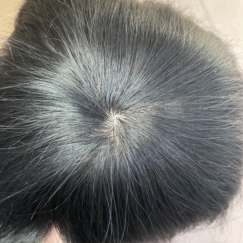 Muška perika od ljudskih vlasi, ručno tkana, ravna — Beikexi NSDZ01 (Straight, Hand-Woven, Human Hair, Perm/Dye Ready)