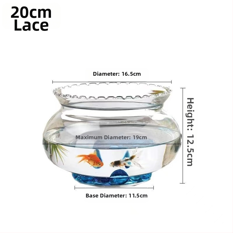 Üvegből készült kerek asztali akvárium aranyhalaknak hidroponikus növény-díszítéssel (Anyag: Üveg; Forma: Kör; Elhelyezés: Asztali; Funkció: Hidroponikus növény-díszítés)