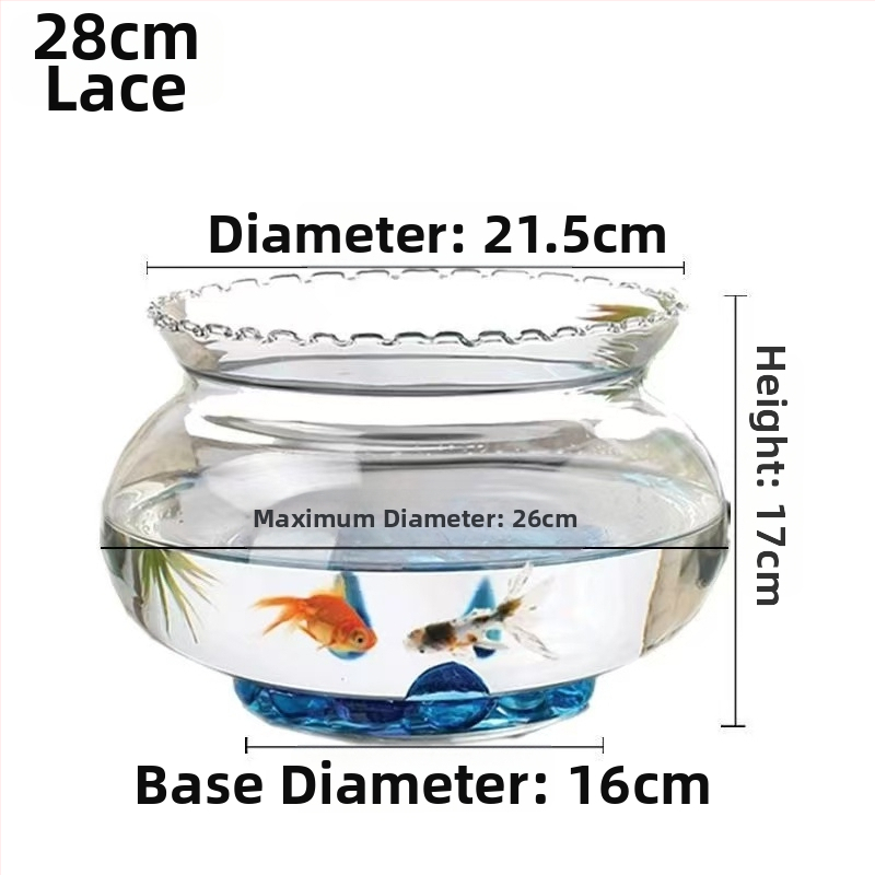 Üvegből készült kerek asztali akvárium aranyhalaknak hidroponikus növény-díszítéssel (Anyag: Üveg; Forma: Kör; Elhelyezés: Asztali; Funkció: Hidroponikus növény-díszítés)