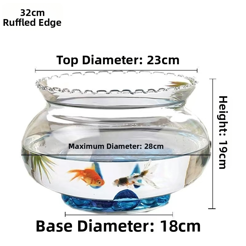 Üvegből készült kerek asztali akvárium aranyhalaknak hidroponikus növény-díszítéssel (Anyag: Üveg; Forma: Kör; Elhelyezés: Asztali; Funkció: Hidroponikus növény-díszítés)