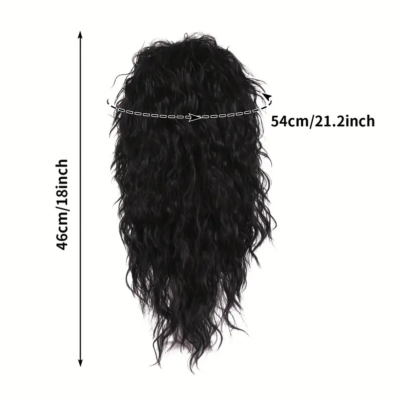 Férfi paróka punk rock stílusban, hosszú haj, hőálló szálból; modell: T7382, nem lehet festeni vagy permelni