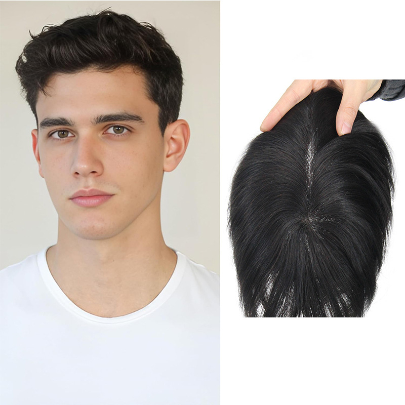 Férfi paróka, teljes kézi szövésű, emberi haj, modell: Men's reissue, festhető vagy permelhető, Baisi Source Wig