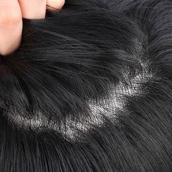 Muška perika - ručno tkana baza V-needle sa biološkom kožom, prozračna ljudska kosa, podrijetlo Henan