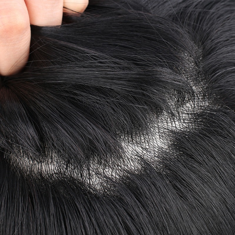 Muška perika - ručno tkana baza V-needle sa biološkom kožom, prozračna ljudska kosa, podrijetlo Henan