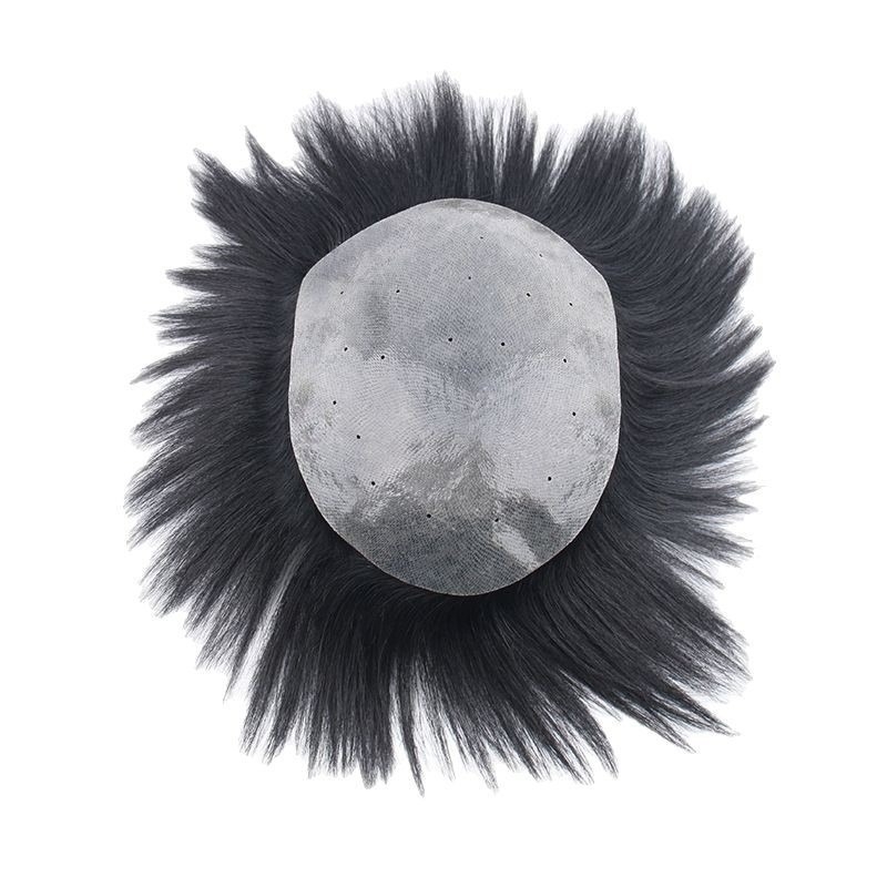 Muška perika - ručno tkana baza V-needle sa biološkom kožom, prozračna ljudska kosa, podrijetlo Henan