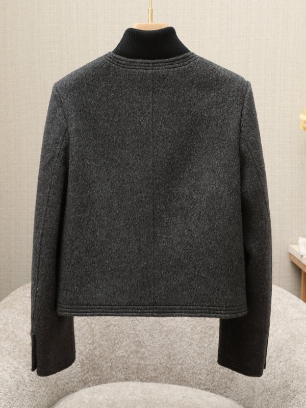 Női gyapjú kabát, elegáns ingázó stílus, kerek nyak, egyrészes gombolás, hossz 50–65 cm