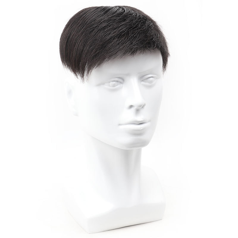 Férfi paróka természetes hajból, rövid, koreai stílus, légáteresztő, ősz haj fedése
