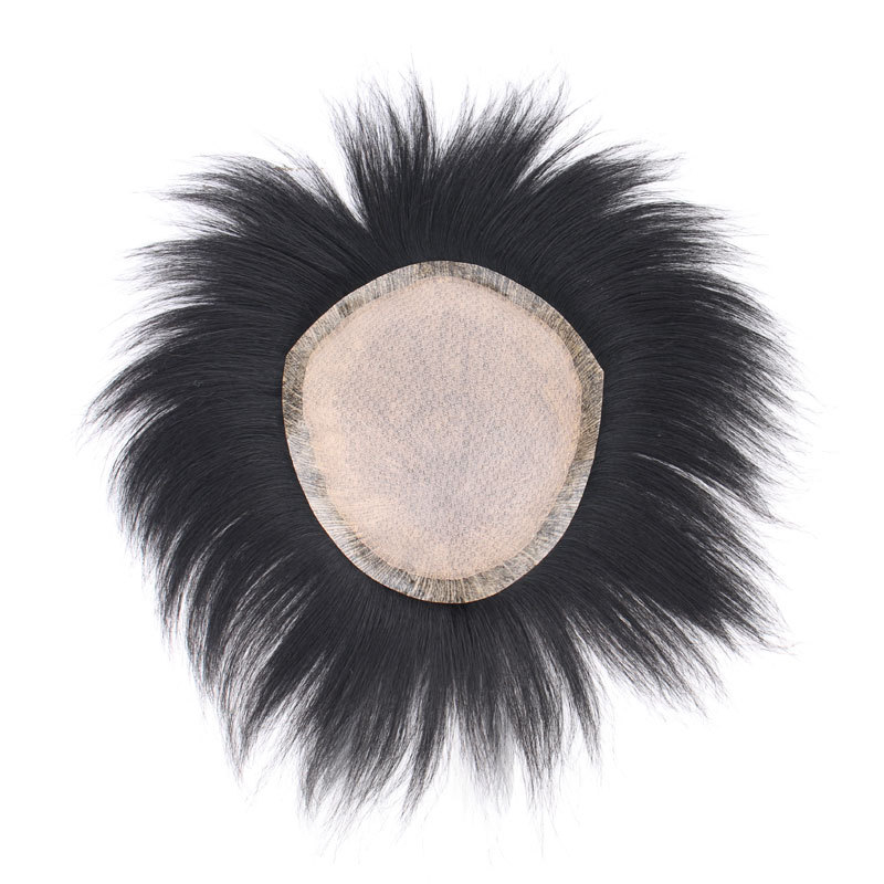 Perucă masculină din păr real, acoperire a cheliei, poate fi vopsită, construcție cu mecanism