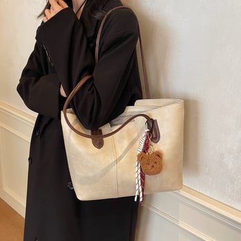 Női PU Tote táska, Winter 2024, Cipzáras zárás, Telefontartó zseb, Poliészter bélés