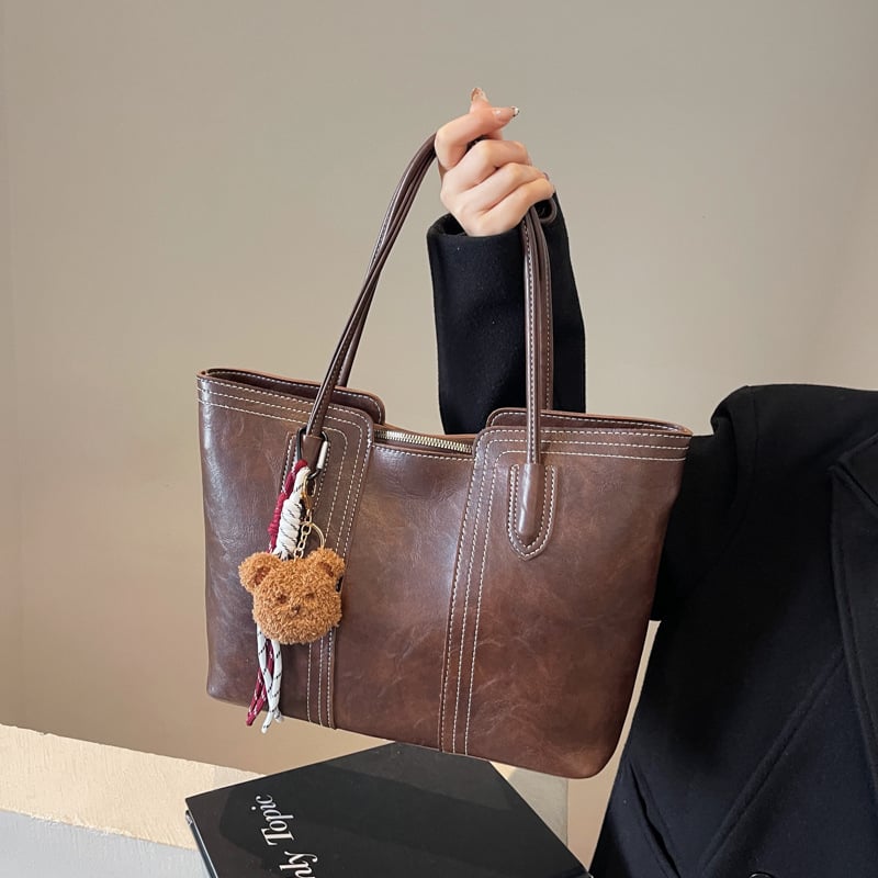 Női PU Tote táska, Winter 2024, Cipzáras zárás, Telefontartó zseb, Poliészter bélés