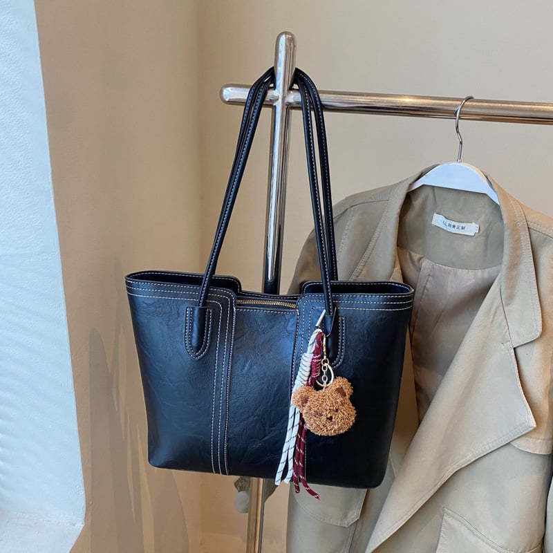 Női PU Tote táska, Winter 2024, Cipzáras zárás, Telefontartó zseb, Poliészter bélés