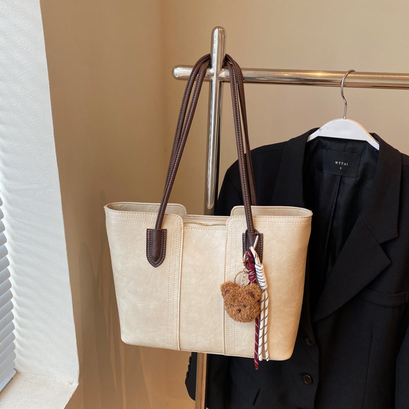 Női PU Tote táska, Winter 2024, Cipzáras zárás, Telefontartó zseb, Poliészter bélés