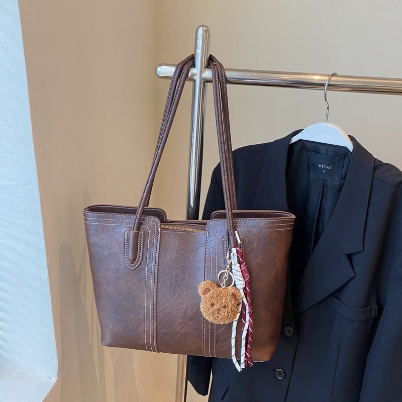 Női PU Tote táska, Winter 2024, Cipzáras zárás, Telefontartó zseb, Poliészter bélés