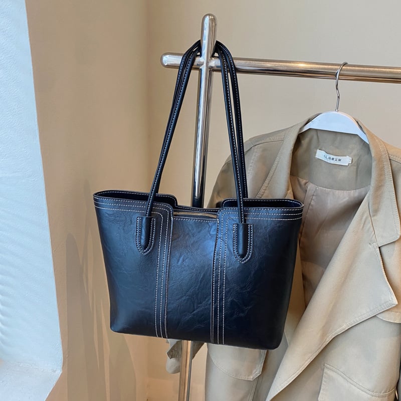 Női PU Tote táska, Winter 2024, Cipzáras zárás, Telefontartó zseb, Poliészter bélés