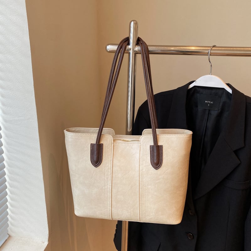 Női PU Tote táska, Winter 2024, Cipzáras zárás, Telefontartó zseb, Poliészter bélés