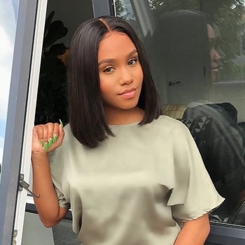 Egyenes paróka középső részével és bob fazonnal, hőálló rostok, nőknek, modell W-266, festhető, természetes megjelenés