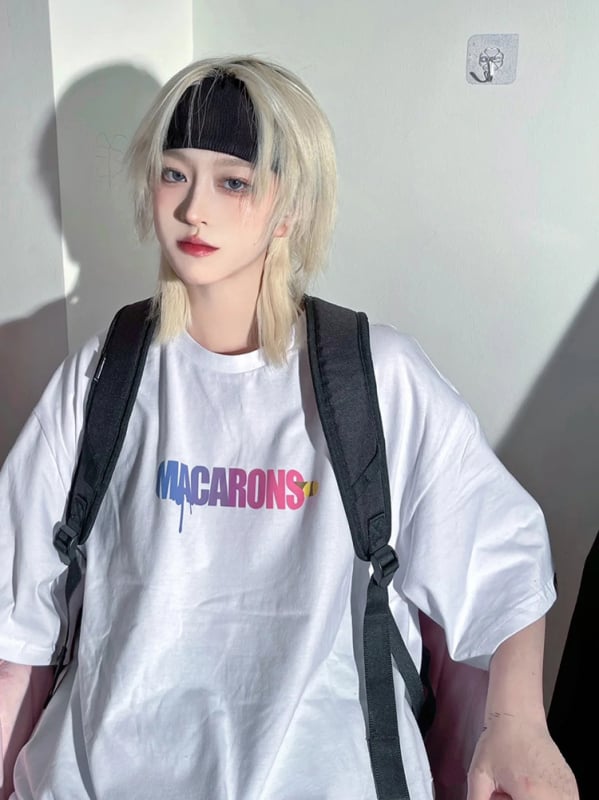 Férfi paróka, rövid haj, koreai stílus, uniszex, mullet fazon, japán szamuráj stílus, egy darabb paróka, modell 203, hőálló rostok