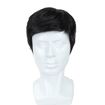 Perucă pentru bărbați, păr uman real, țesută manual complet, poate fi vopsită, origine Henan