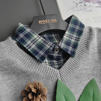 Inghez való hamis gallér, pamut, kockás minta, szabadidős stílus, japán ihletésű