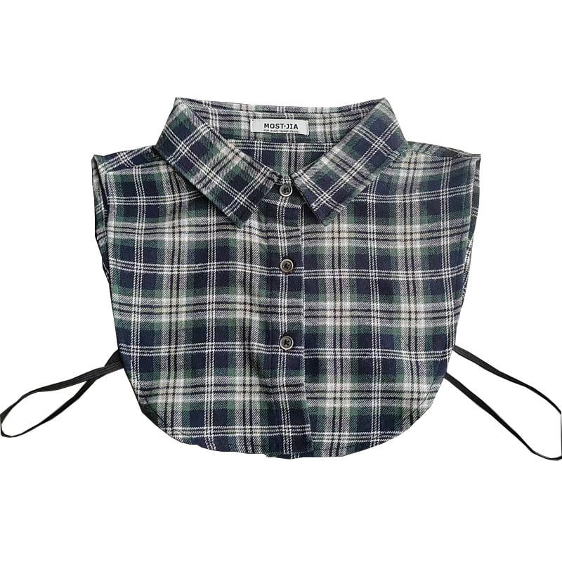 Inghez való hamis gallér, pamut, kockás minta, szabadidős stílus, japán ihletésű