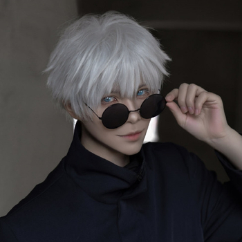 Cosplay paróka férfiaknak — rövid, egyenes haj, magas hőállóságú szintetikus rost