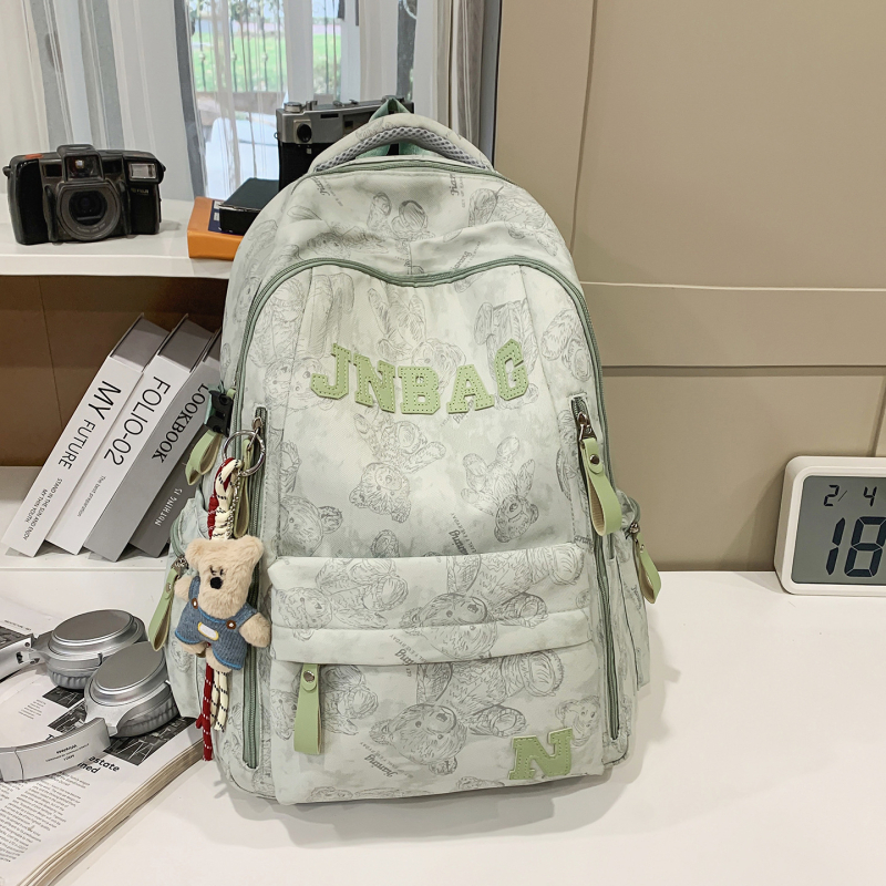 Rucsac unisex din nylon pentru elevi, rezistent la abraziune, stil campus tineret, capacitate mare, căptușeală poliester, model cu animal, curele de umăr curbate.