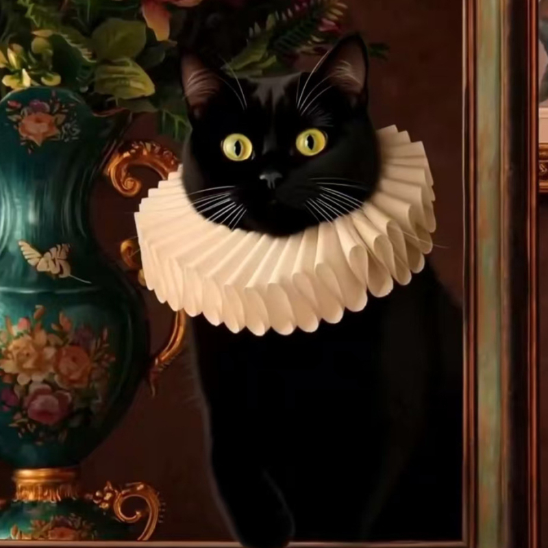 Háziállat fotózáshoz dekoratív sál-nyakörv, retro Ruff collar, poliészter, Guangdong eredet, készleten, egyenként csomagolva, fotózáshoz ideális