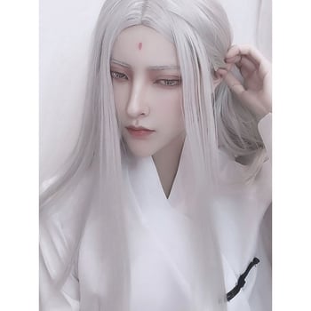 Férfi cosplay paróka középső parttal, hosszú egyenes haj, élethű megjelenés, modell 021, hőálló rostok