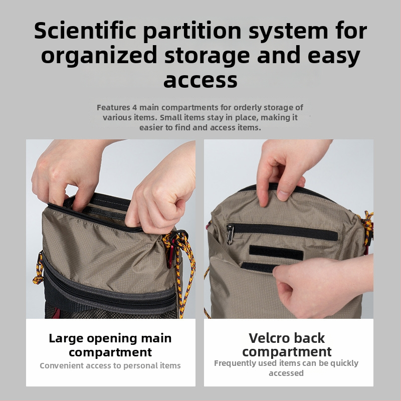 Чанта за кръст за походи: ултралека найлонова, водоустойчива, сгъваема, голям капацитет, през рамо