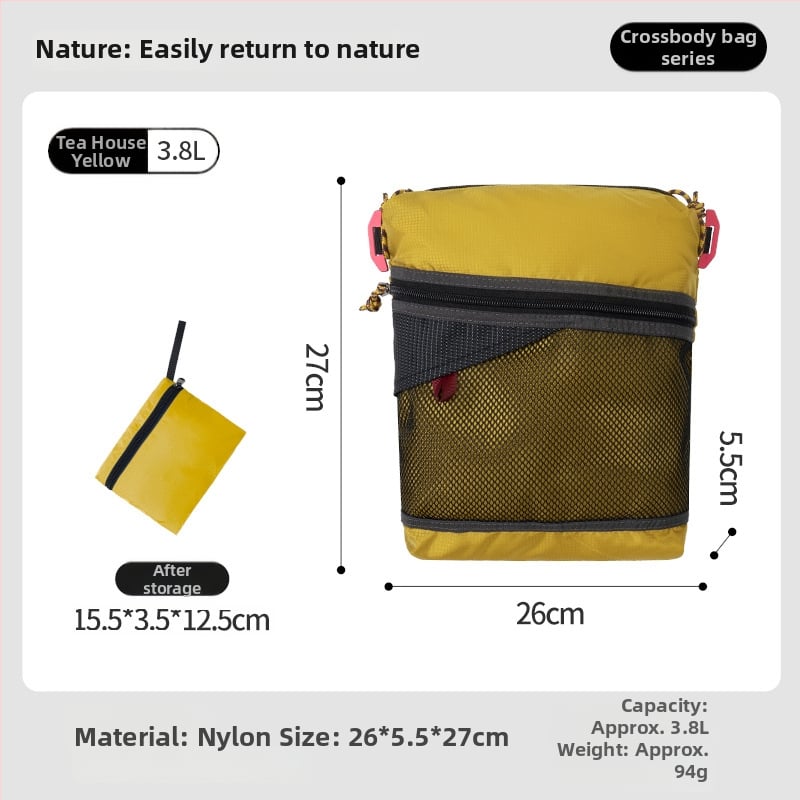 Чанта за кръст за походи: ултралека найлонова, водоустойчива, сгъваема, голям капацитет, през рамо