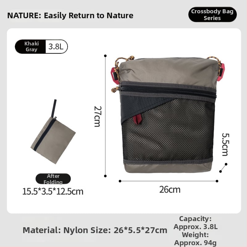 Чанта за кръст за походи: ултралека найлонова, водоустойчива, сгъваема, голям капацитет, през рамо