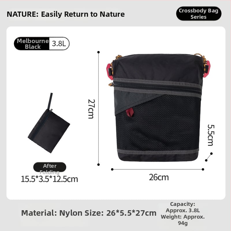 Чанта за кръст за походи: ултралека найлонова, водоустойчива, сгъваема, голям капацитет, през рамо